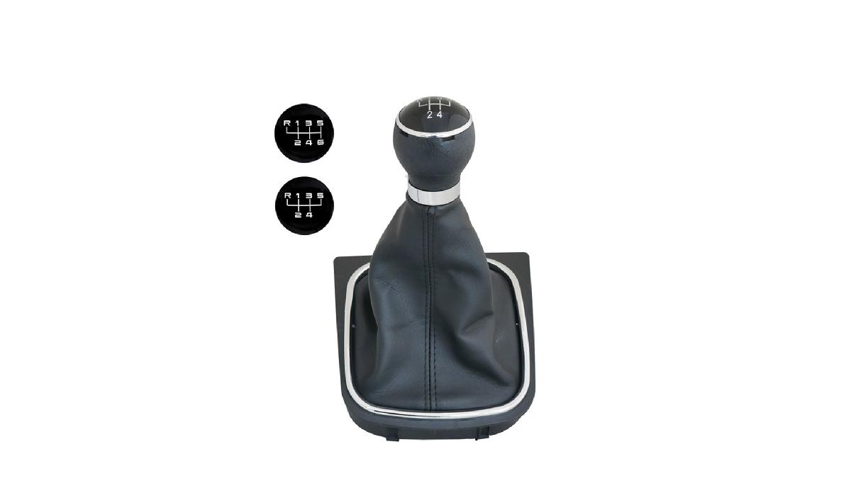 Simoni+Racing+Pommeau+OEM+sur+mesure+pour+Volkswagen+Golf+VI%2FJetta+-+Cuir+noir+%2B+2+Mod%C3%A8les+de+changement